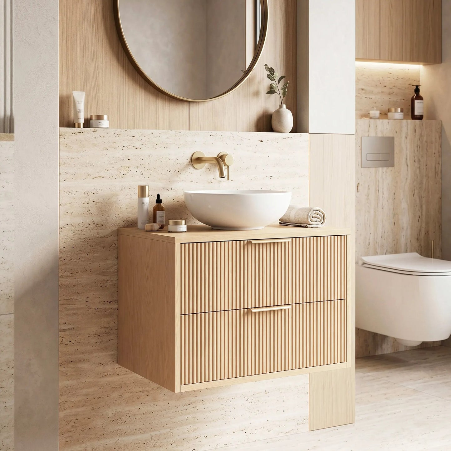 Dulap baie pentru lavoar Rea Mono 60cm Beige  1