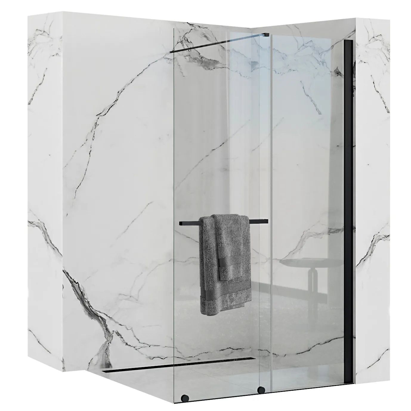 Paravan de dus Rea Cortis Black 120 1
