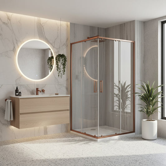 Cabina de dus Rea City 80x100 Brush Copper fara cadita 1