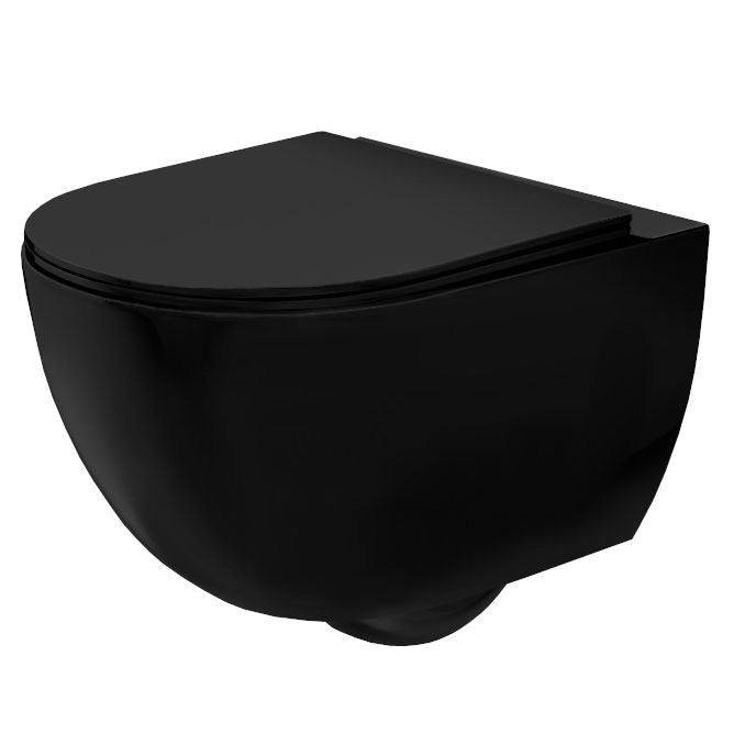 Vas WC suspendabil Rea Carlo Mini Rimless Flat negru MAT 1
