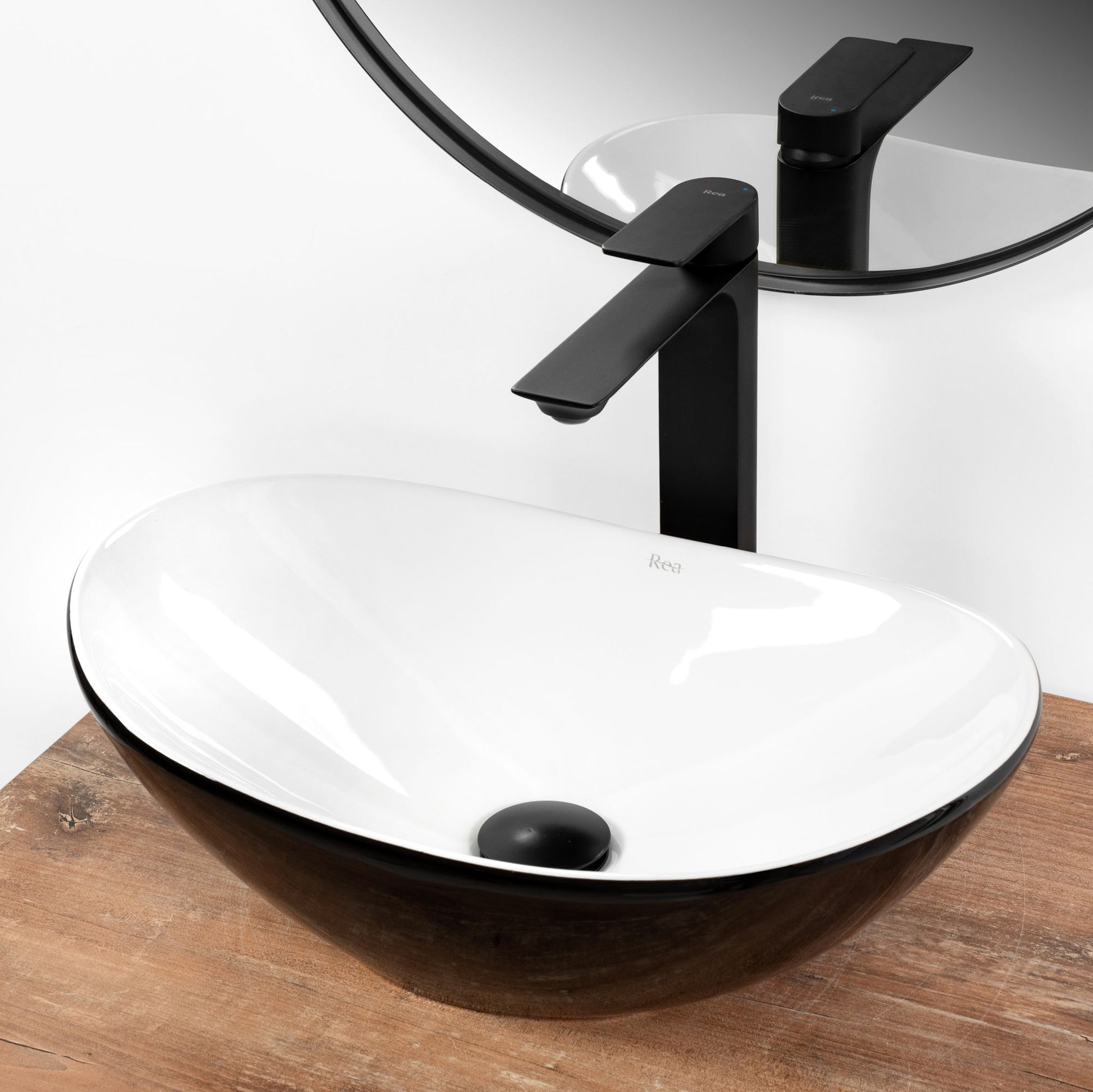 Lavoar pentru blat REA Royal Mini Black White 5