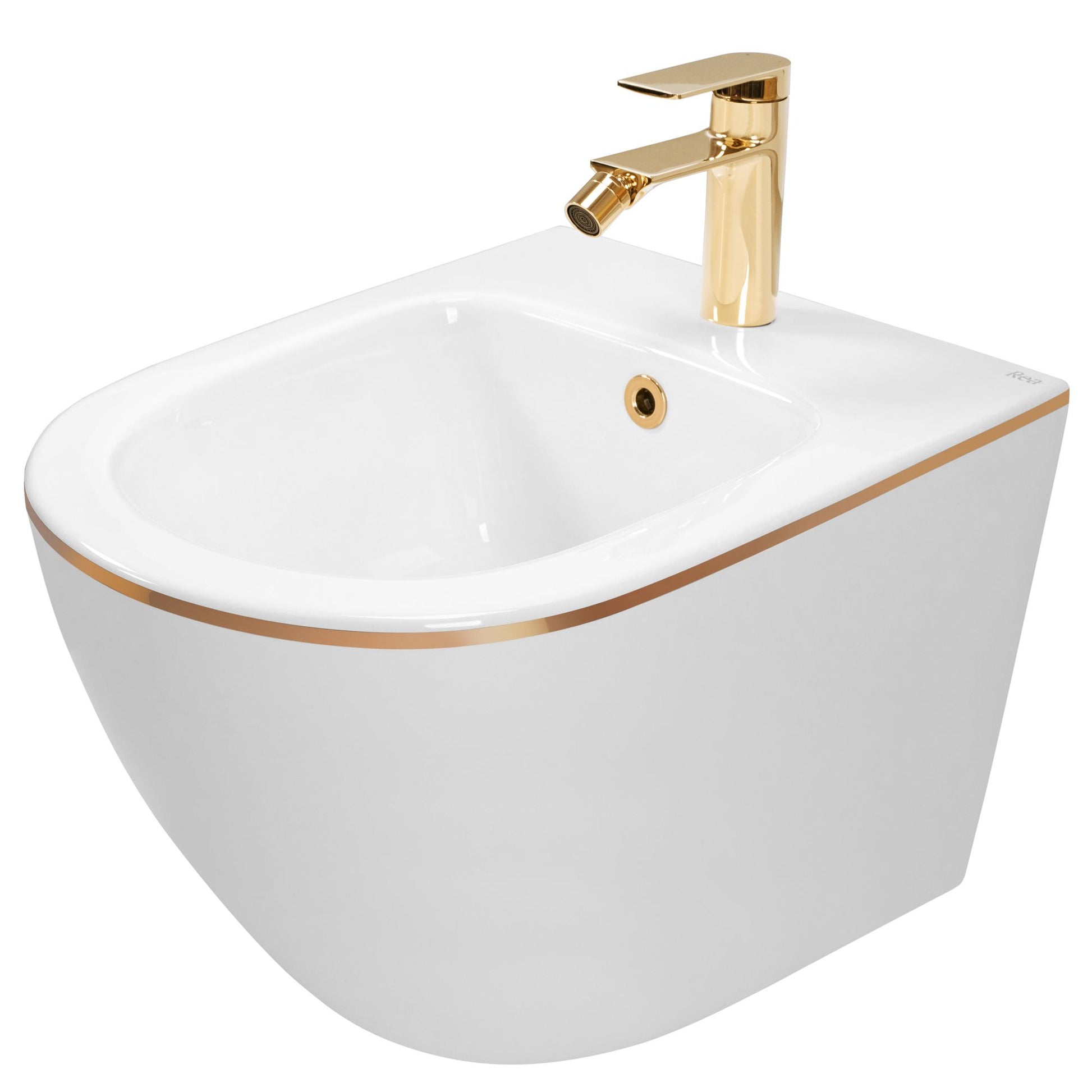 Set vas WC CARLO Mini Flat + bidet CARLO Mini White Gold Edge 4