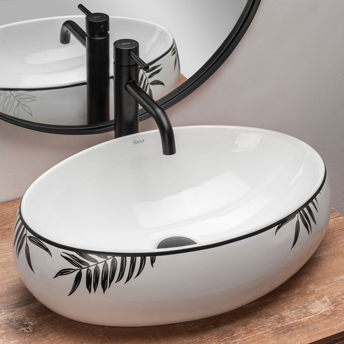 Set lavoar Shila + baterie inalta Lungo black+ dop universal black 2