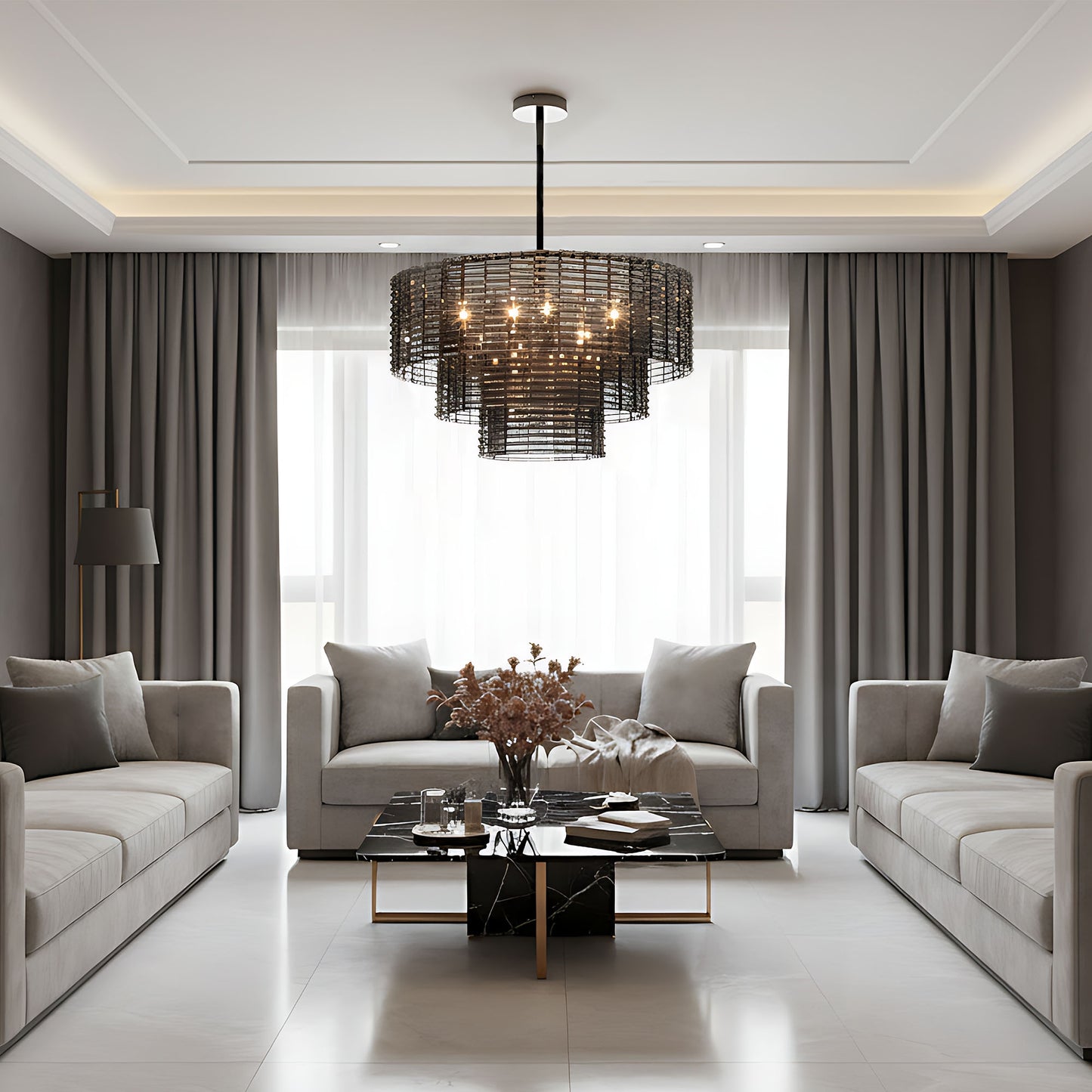 Lustră Suspendată De Tavan APP1678-8CP Gri  14