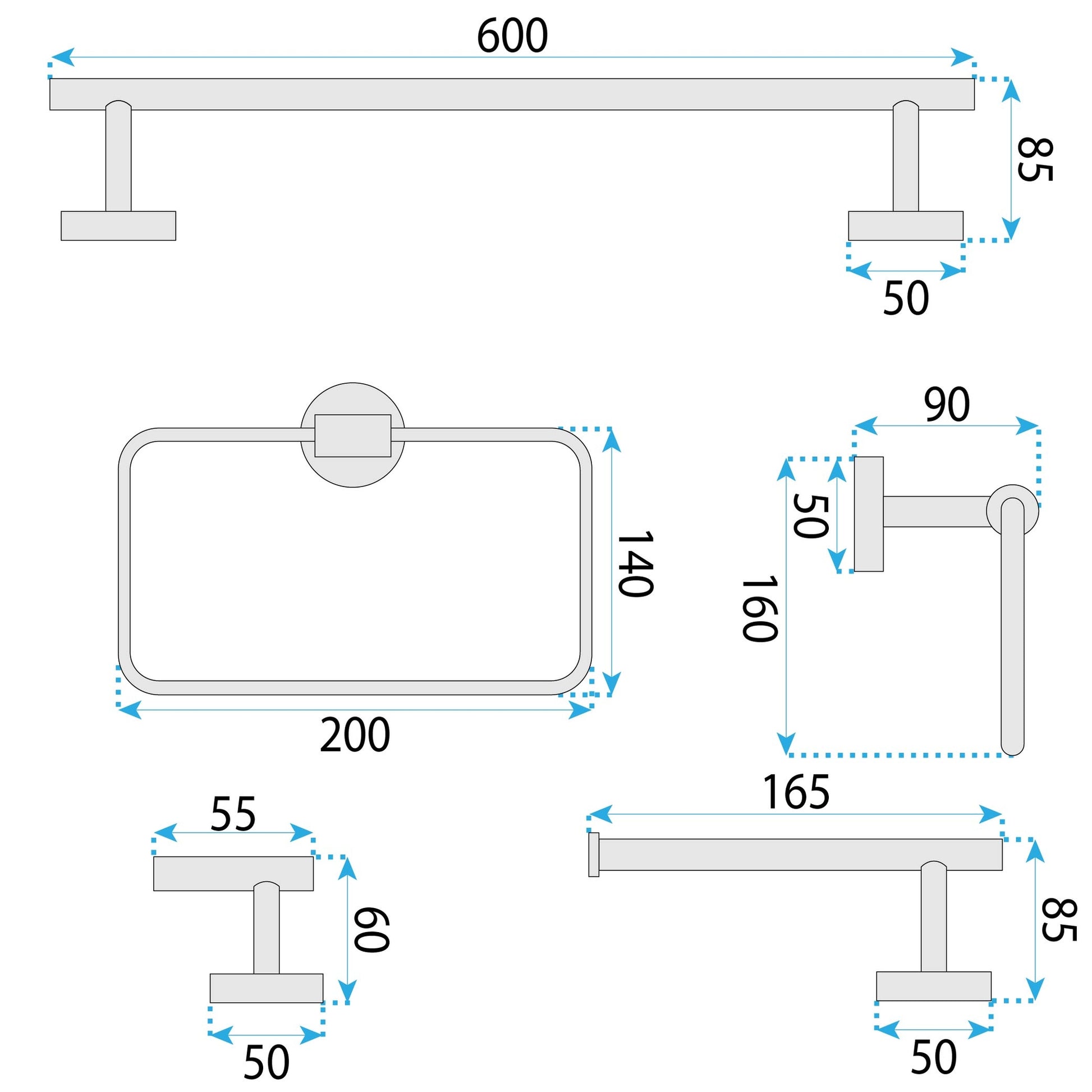 Set Accesorii Pentru Baie Grid Black 4 Piese  8