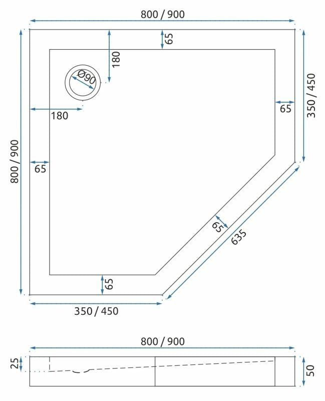 Cabina de dus DIAMOND 90x90 cm COPPER BRUSH cu cadita Diamond negru 7