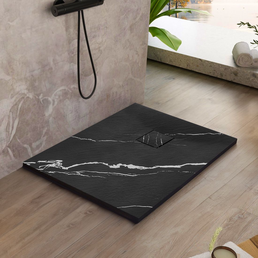 Cada de duș Magnum CARRARA BLACK 90x90  2