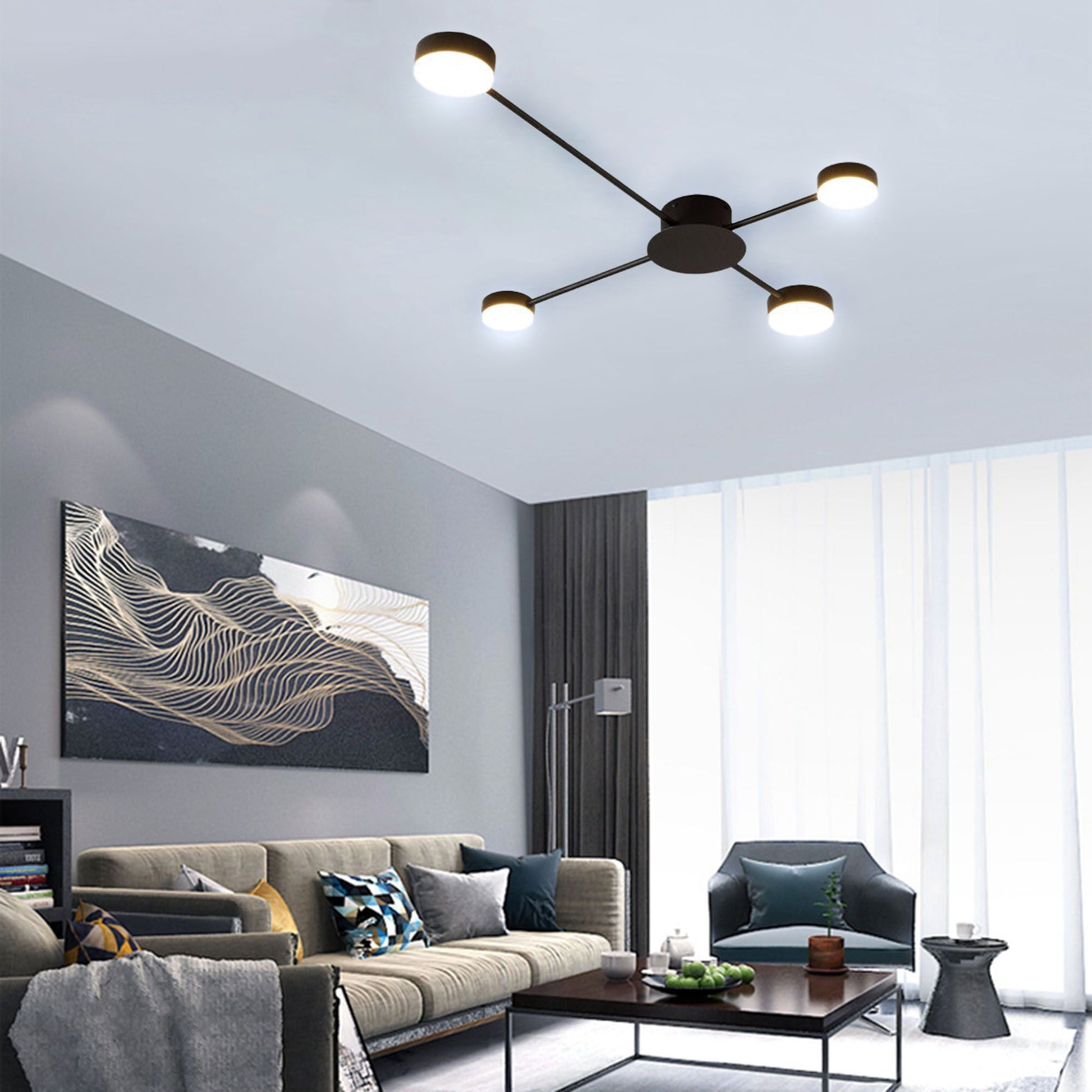 LAMPĂ MODERNĂ DE PLAFON NEGRA LED cu 4 brațe APP519-4C  2