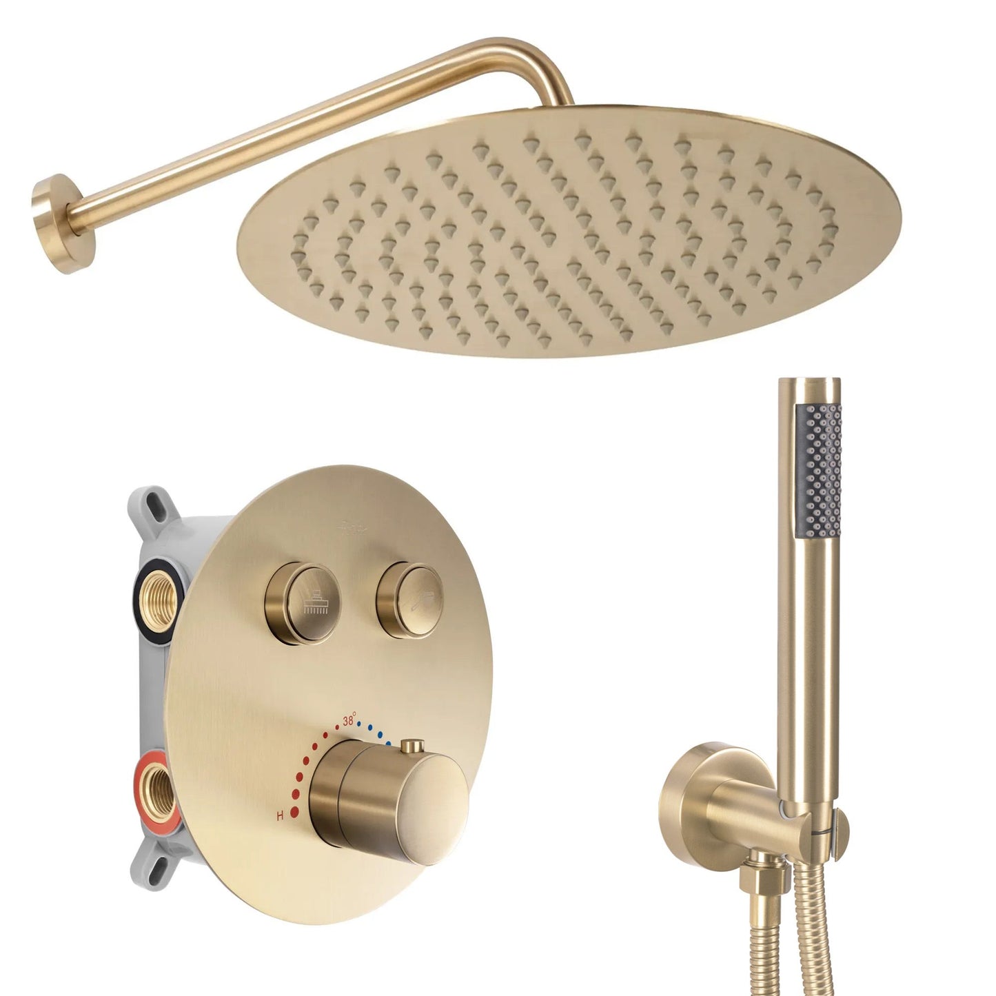 Set de duș incastrat Rea LUNGO Auriu Periat + BOX cu termostat  1