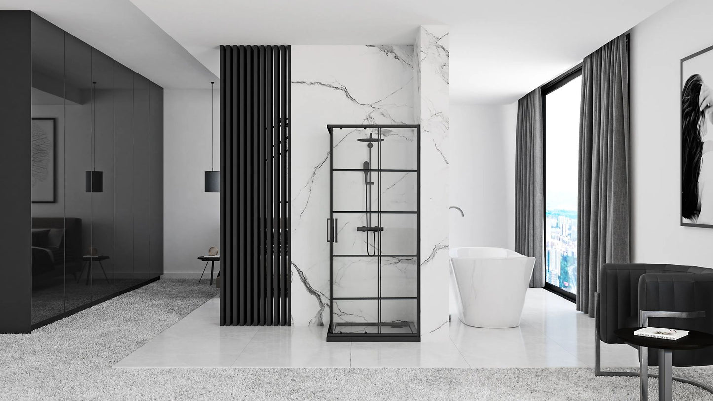 Cabina de dus Rea Concept Black 80x80 Negru cu cadita Savoy black 4