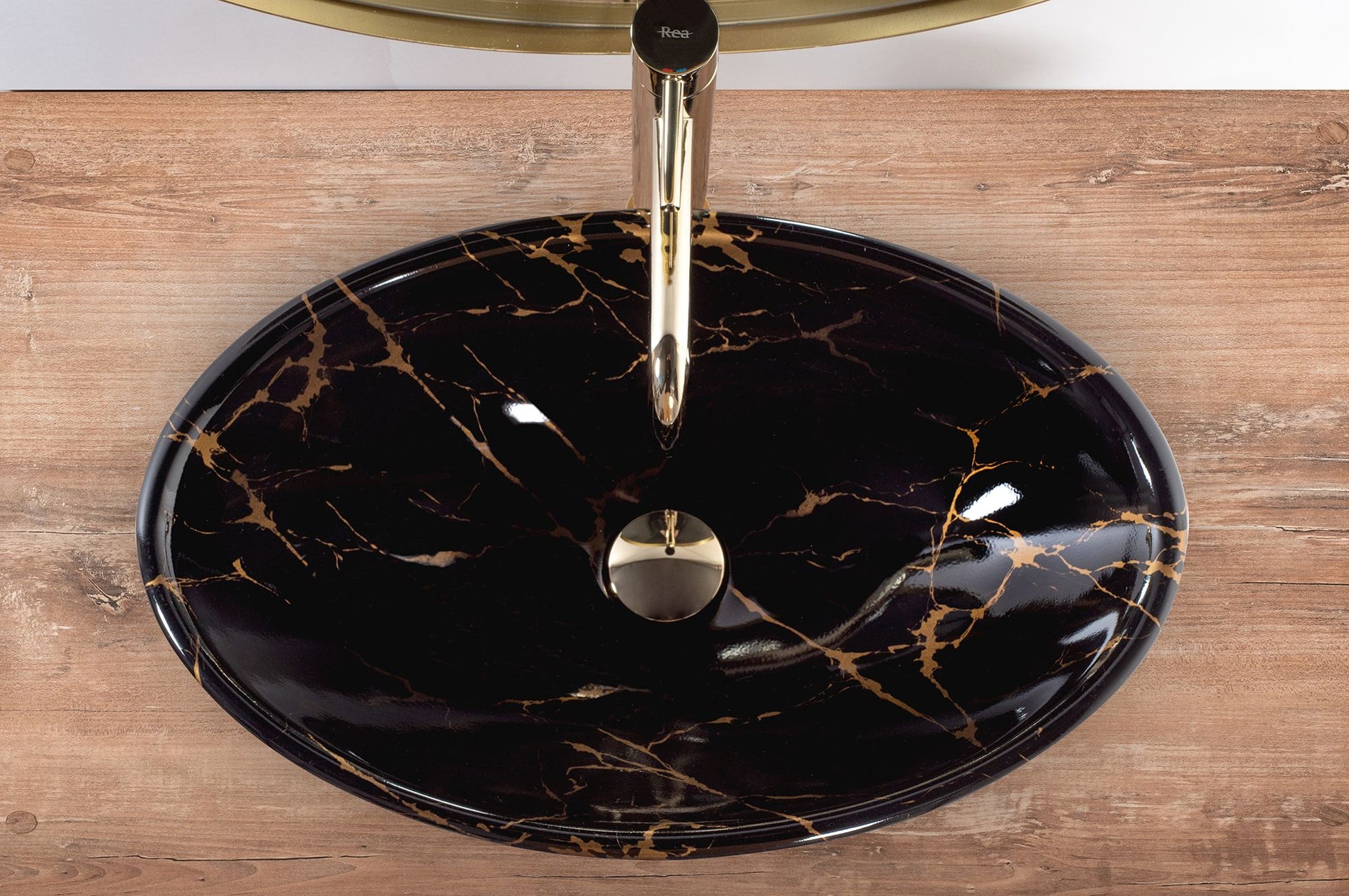 Lavoar pentru blat REA Pamela Black Marble Shiny 5