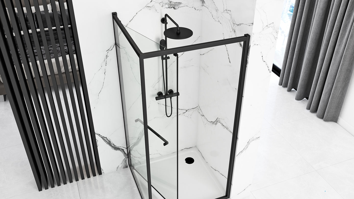 Cabina de dus Rea Space In Black 80x100 cu cadita Savoy black 3