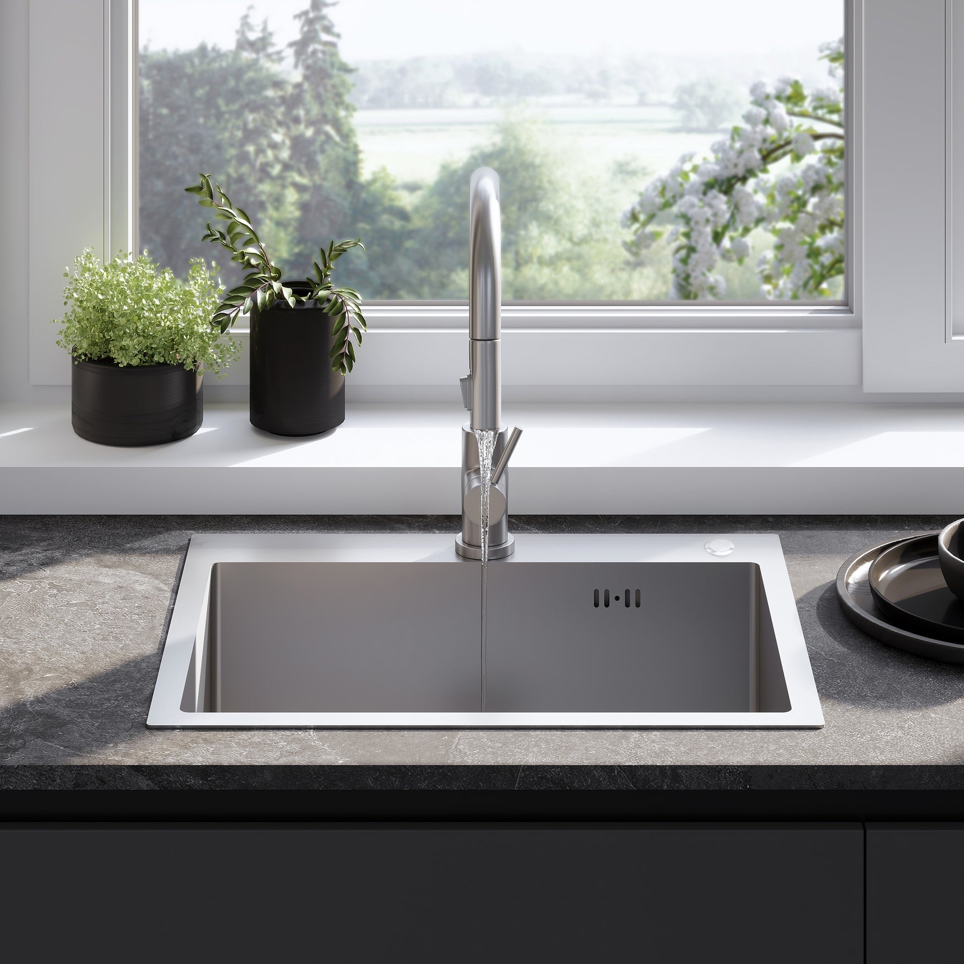 Chiuvetă Inox Liam Brush Nickel cu robinet de bucătărie 4