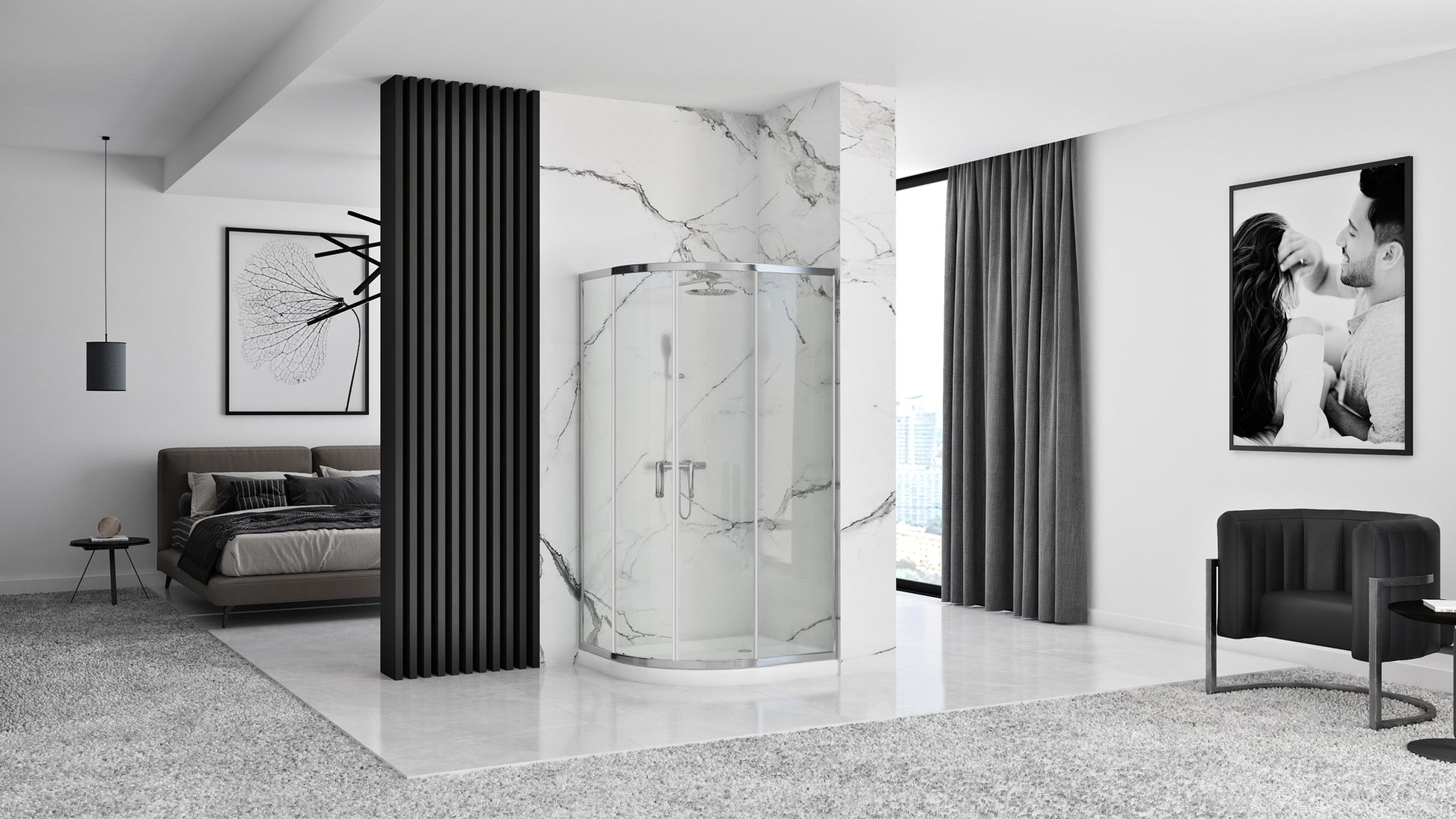 Cabina dus REA Look Chrome 80x80 Cu cădiță de duș Look albă 2