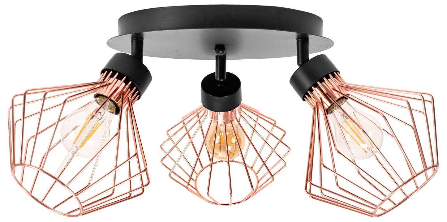 Lampă Metalică Loft Plafon Trandafir Negru APP536-3C  1