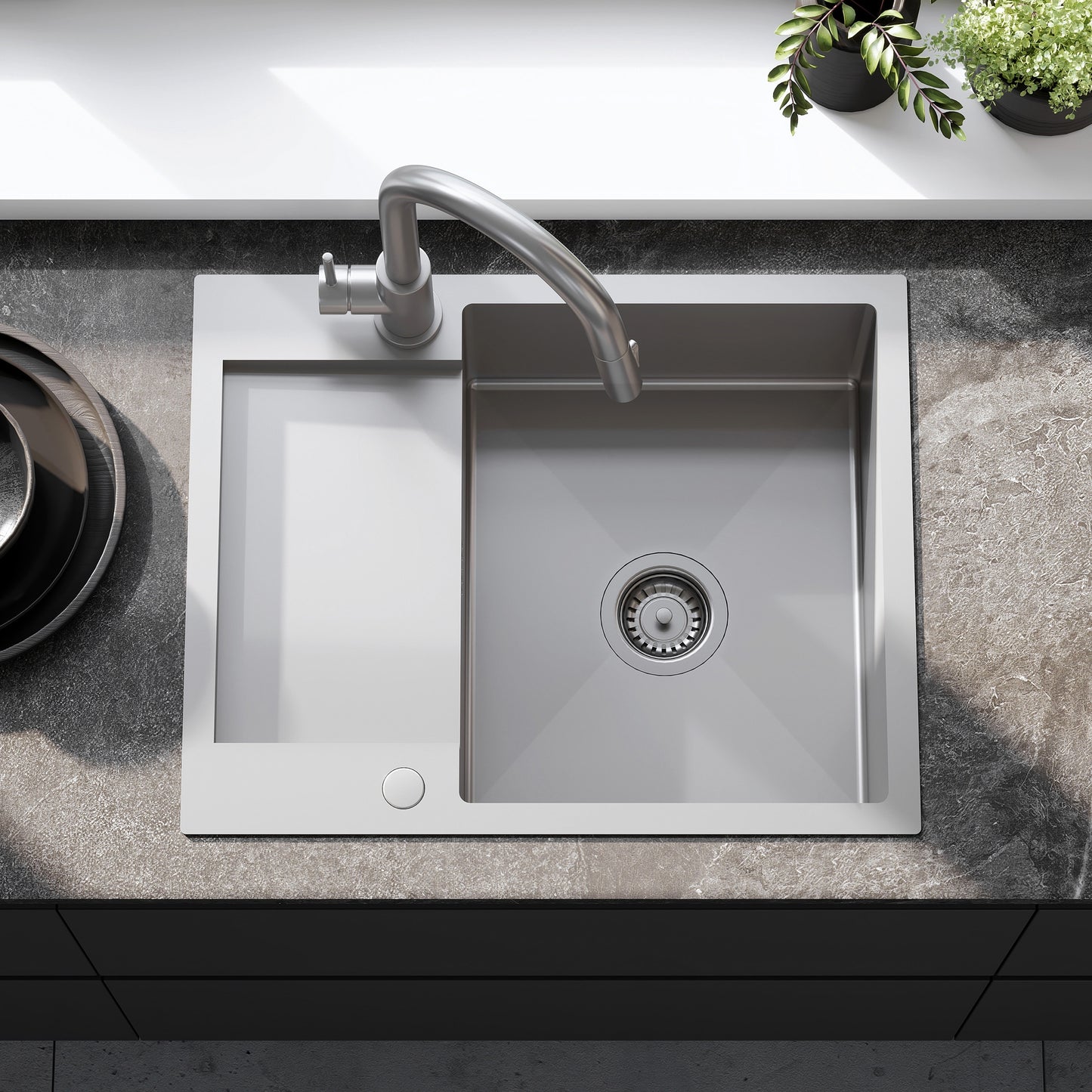 Chiuvetă Inox Paul Brush Nickel cu robinet de bucătărie 5