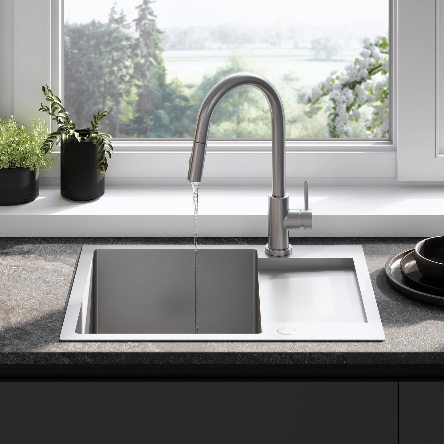 Chiuvetă Inox Paul Brush Nickel cu robinet de bucătărie 3
