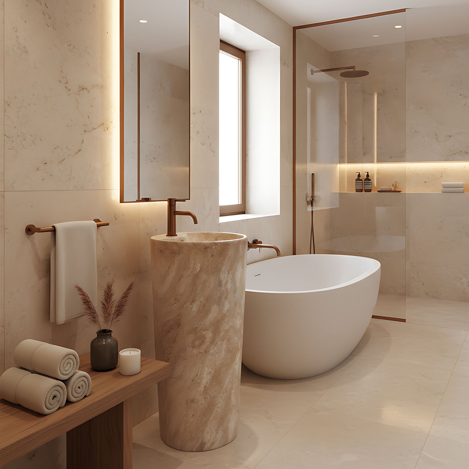 Lavoar Freestanding De Sine Stătător Ceramic Rea Blanka Savana Matt  9