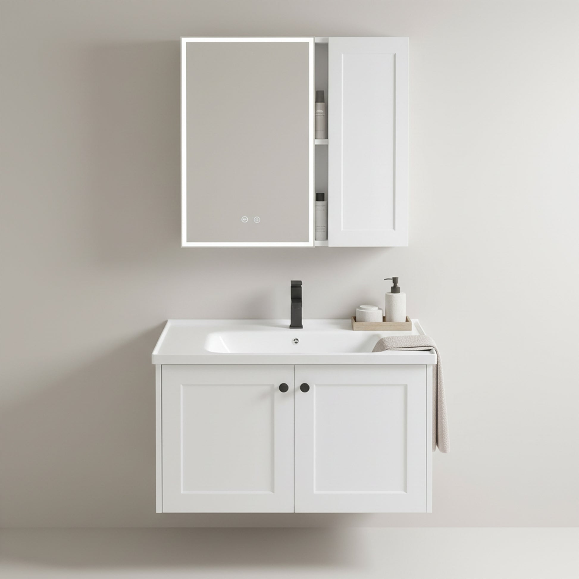 Set mobilier de baie cu lavoar Monti 60cm White  1