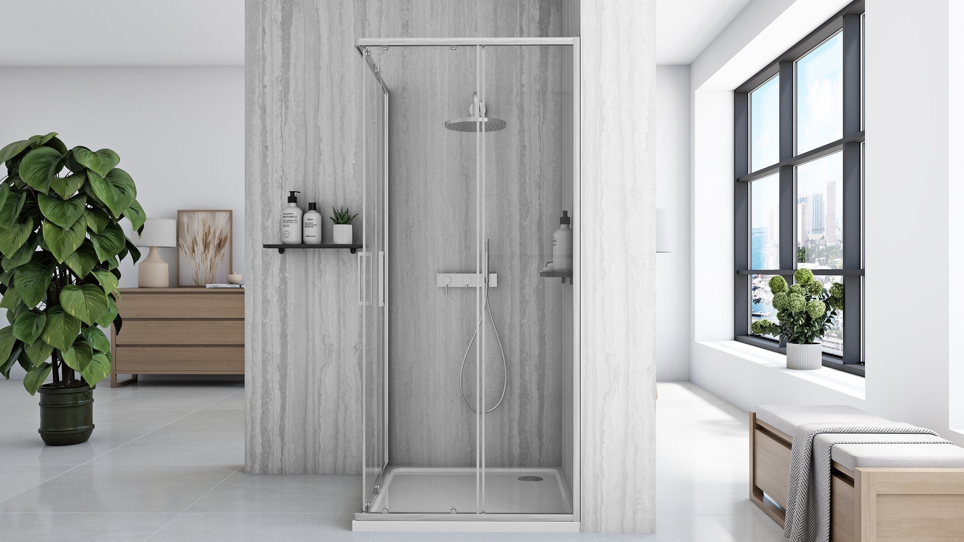 Cabină De Duș Rea City 90x90 Cm Nickel Brush fara cadita 3