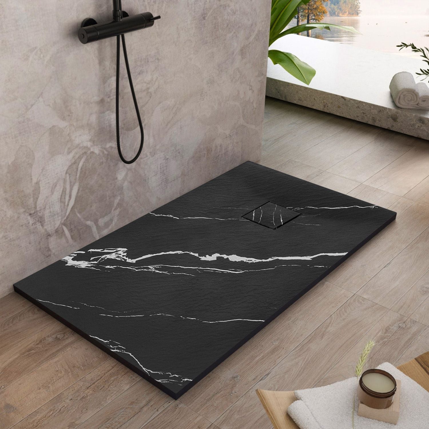 Cada de duș Magnum CARRARA BLACK 80x100  2