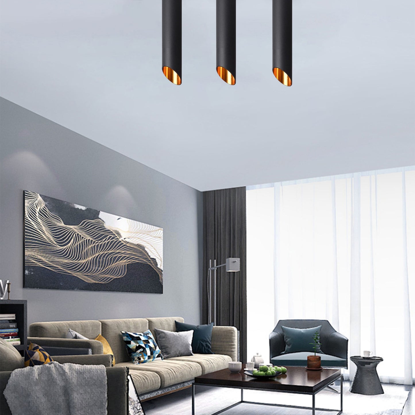 Lampa Plafon Moderna Aurie Neagra 30 Cm APP572-1C  6