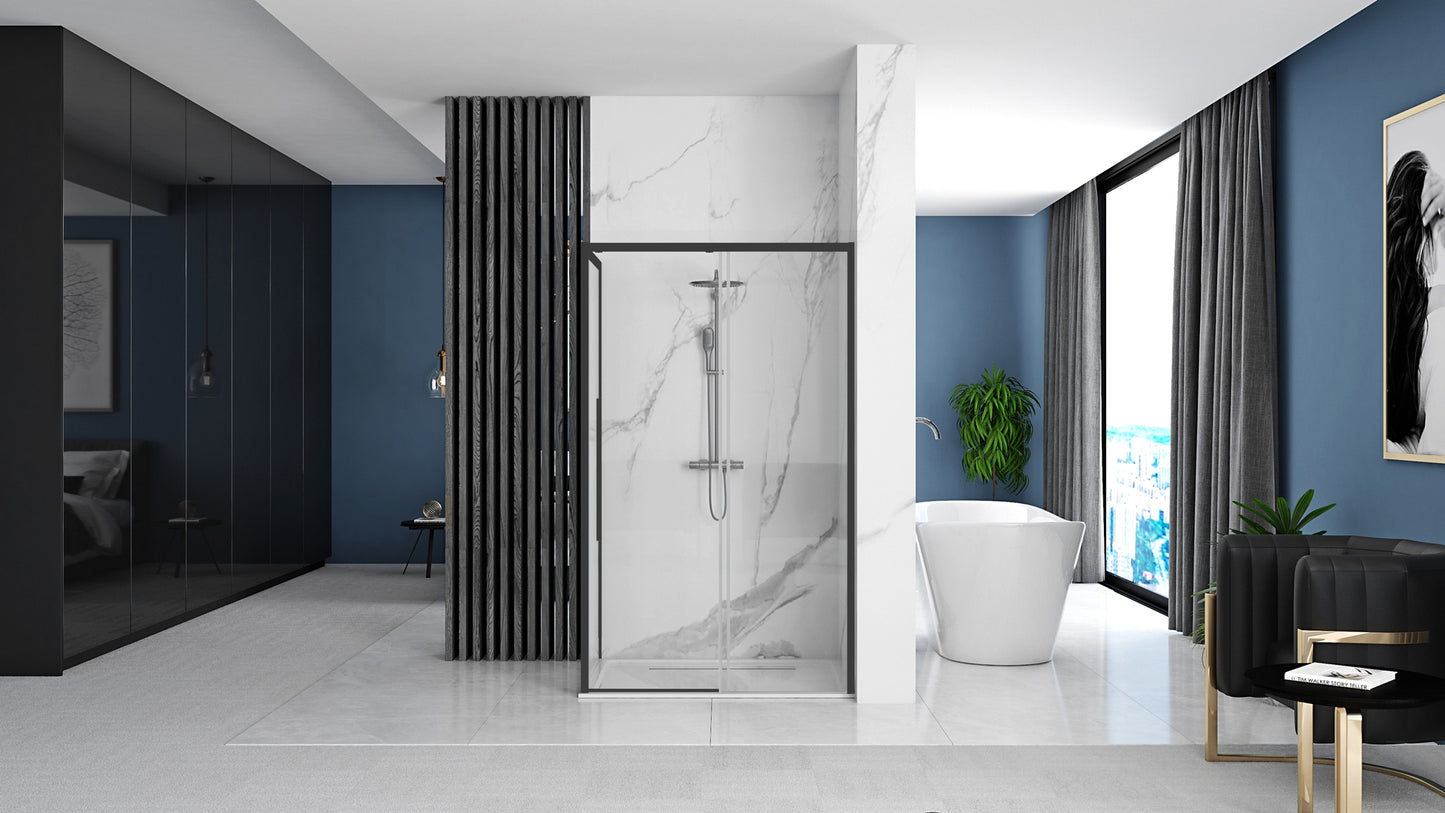 Cabina De Dus Solar Black Mat 100x80cm cu cadita Savoy black 3