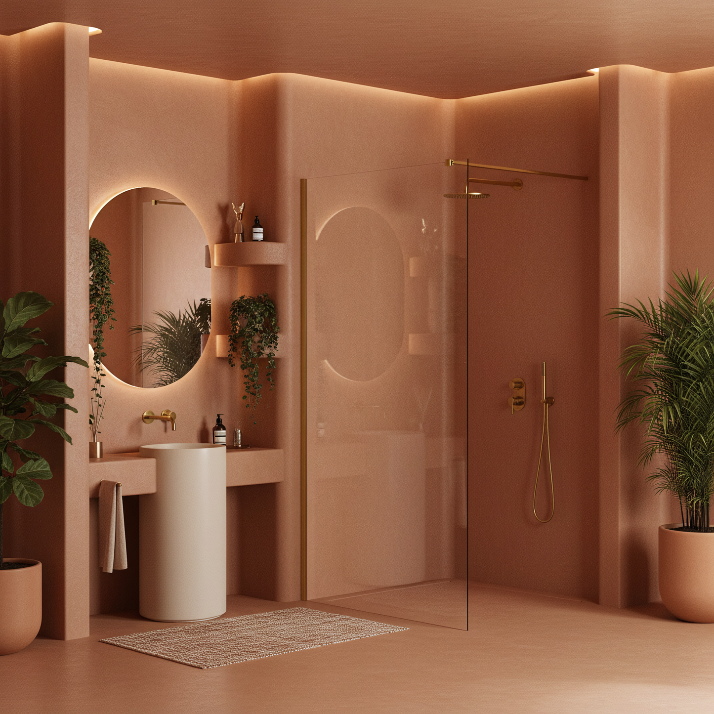 Paravan De Dus Rea Flexi Transparent / Brush Gold 110  7