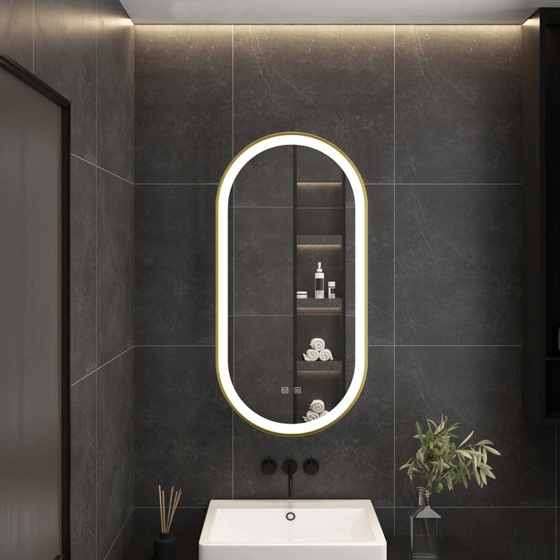 Oglindă LED OVL 50x100cm Brush Gold  8