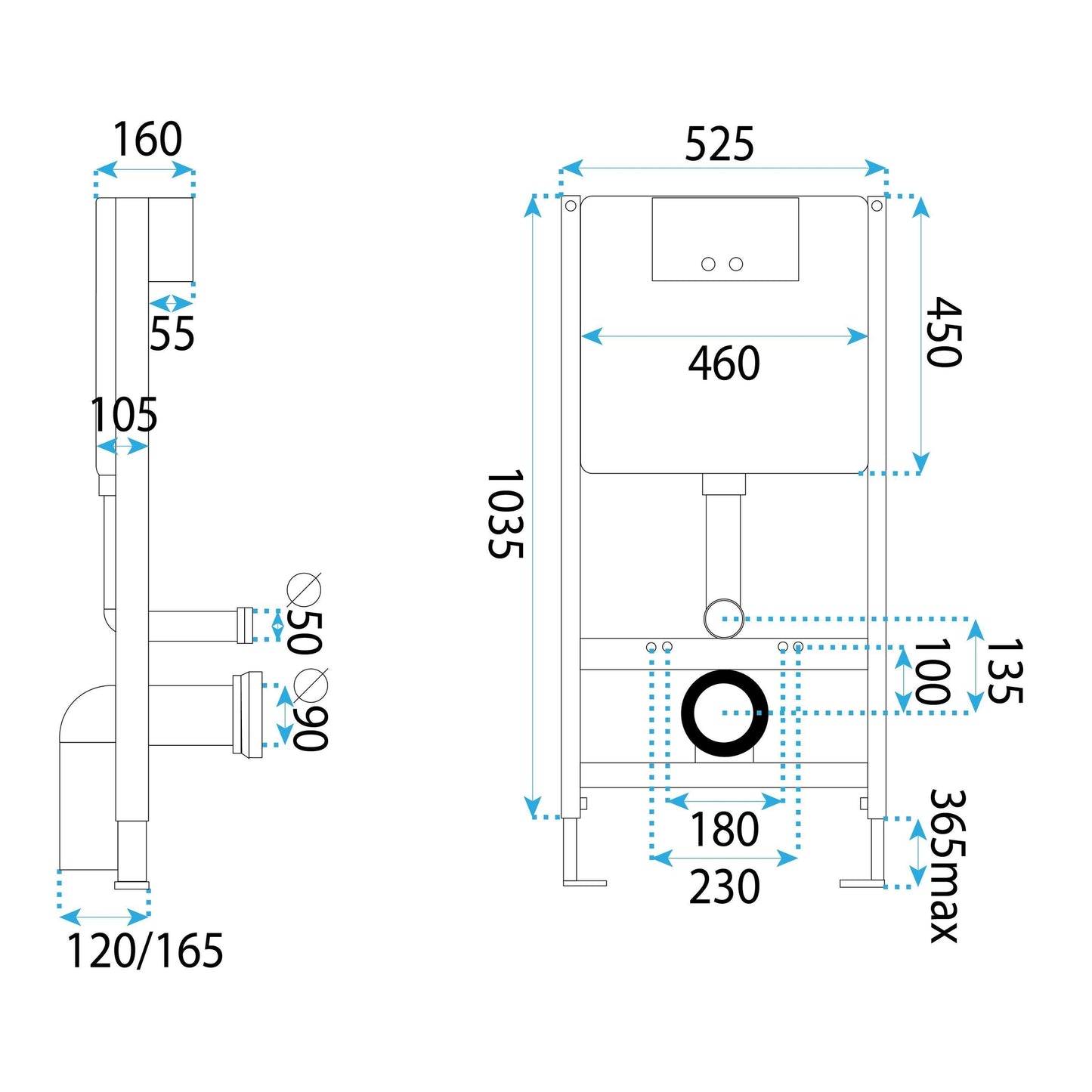 Cadru Wc Încastrat Rea Cu Buton I Brush Gold  10
