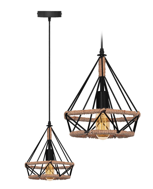 Lampă De Tavan, Geometrică, Suspendată, Stil Mansardă, Frânghie APP679-1CP  1