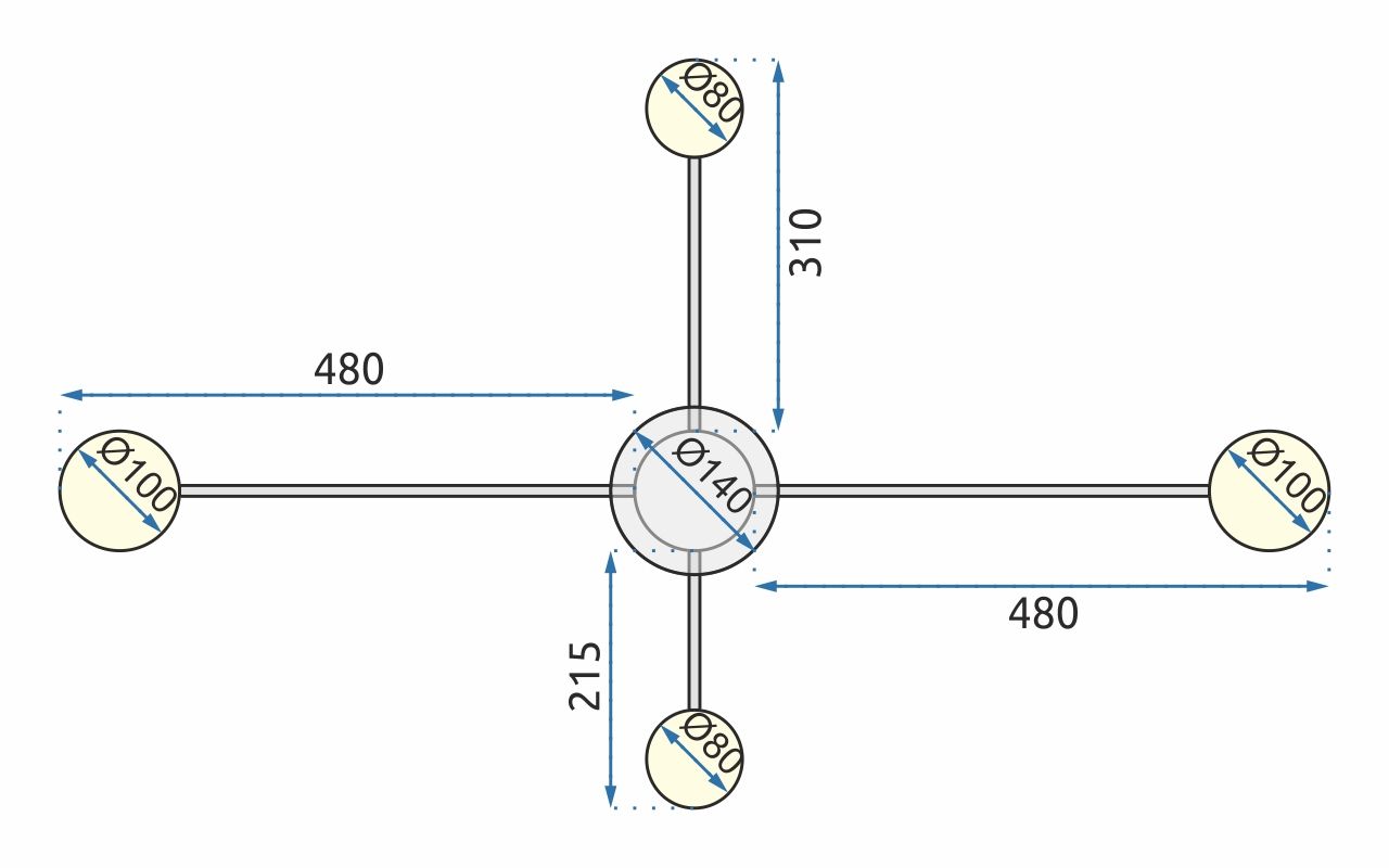 LAMPĂ MODERNĂ DE PLAFON NEGRA LED cu 4 brațe APP519-4C  5