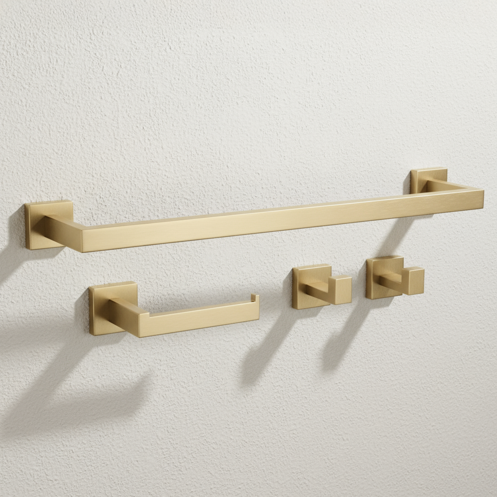 Set Accesorii Pentru Baie Rio Brush Gold 4 Piese  1