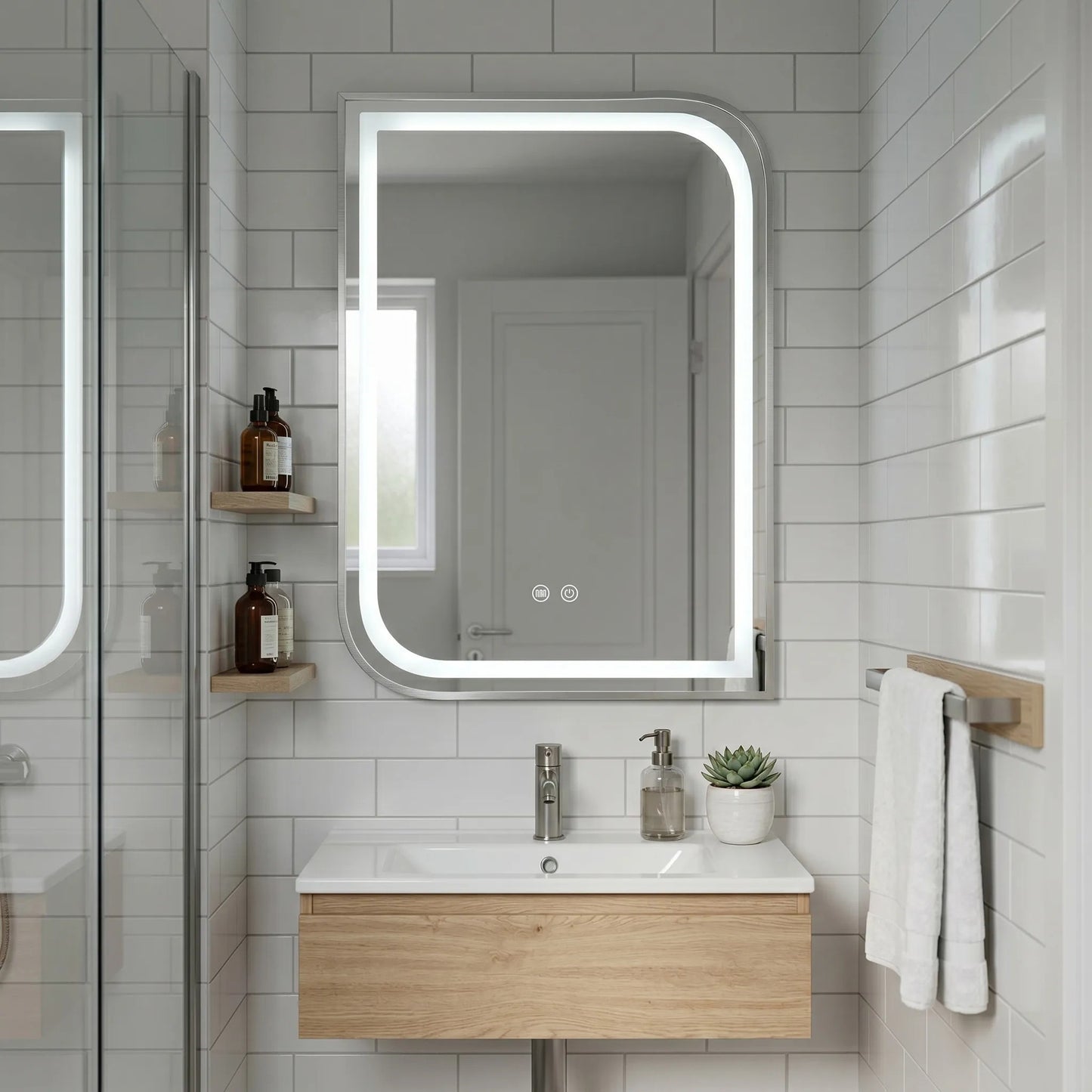 Oglindă LED ZONE 80x60 BRUSH NICKEL  2