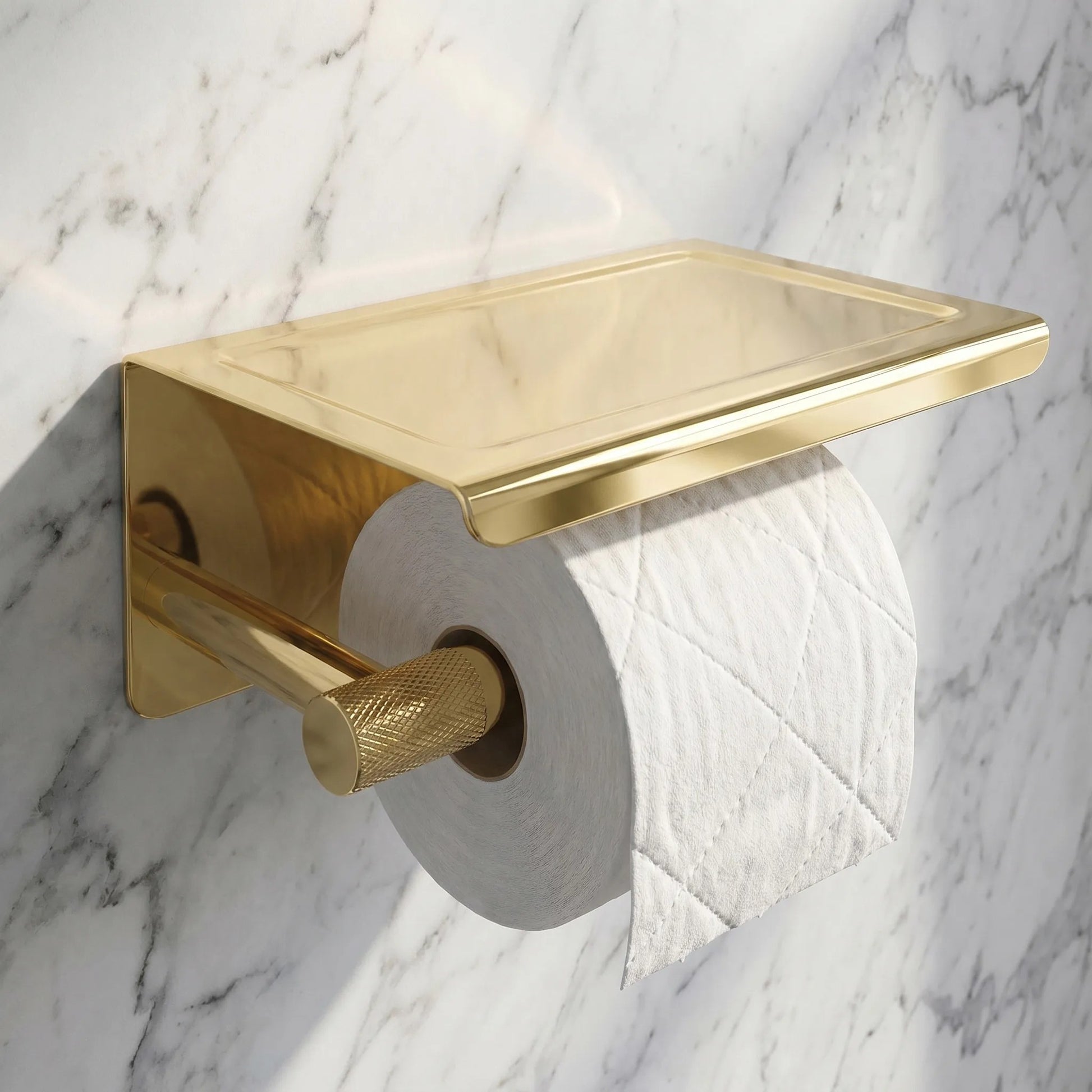 Suport pentru hârtie igienică cu poliță 6613 Modern Gold  2