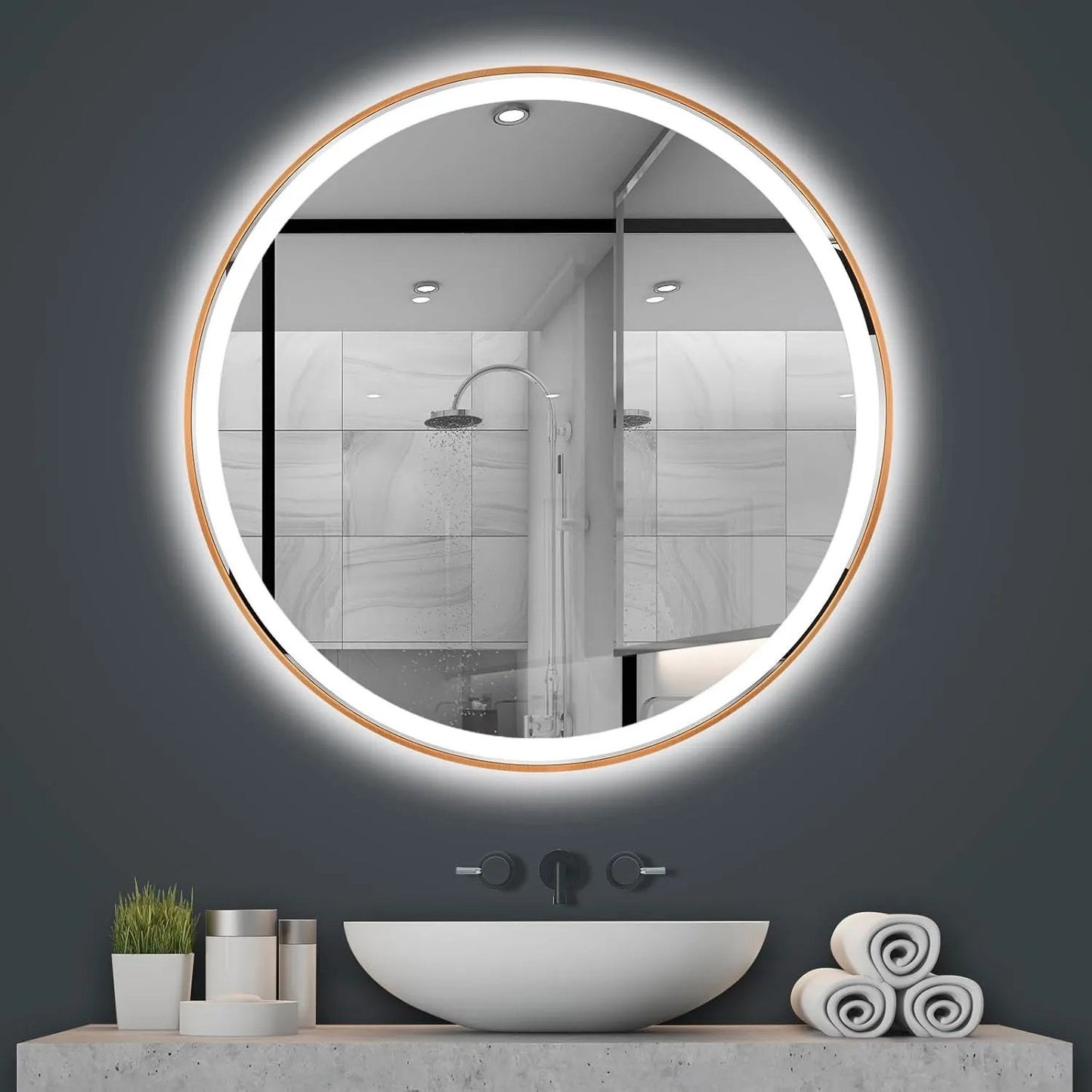 Oglindă LED 70cm MMJ BRUSH COPPER  2