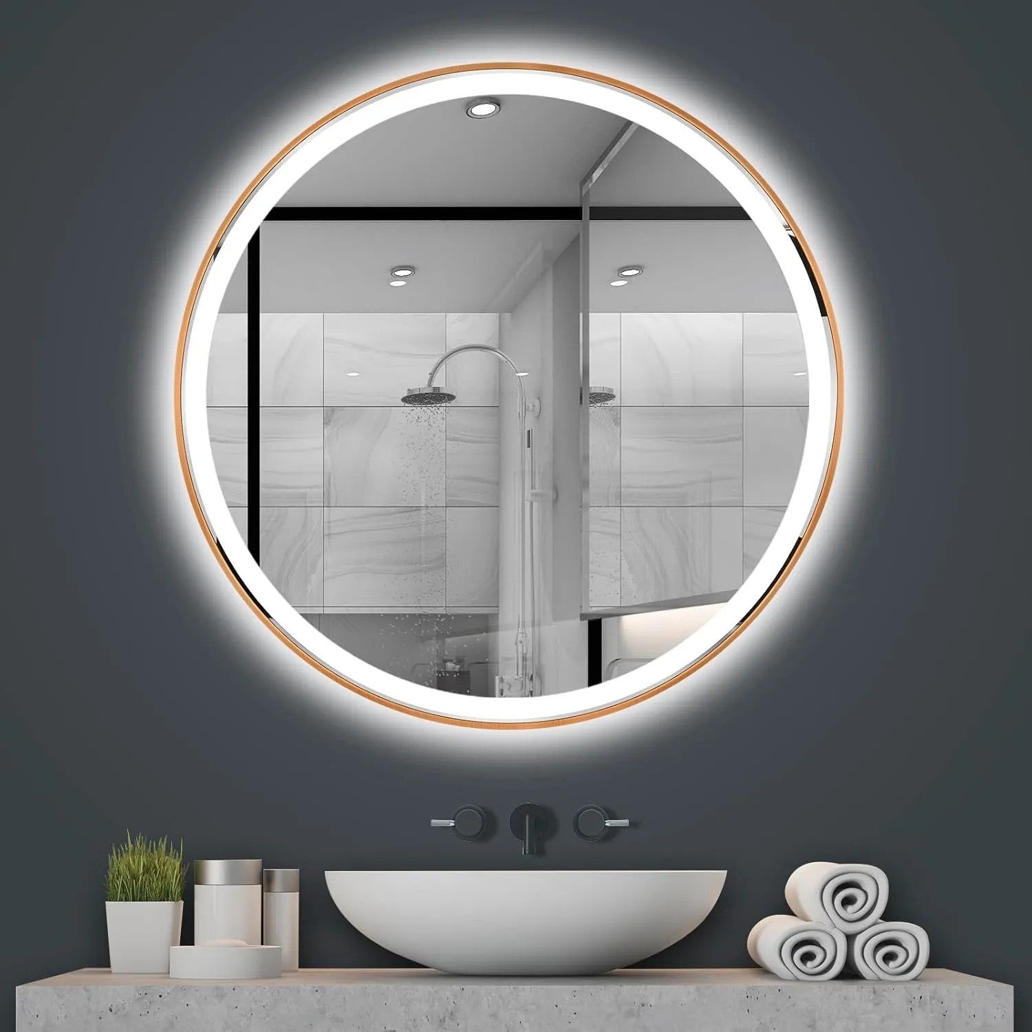 Oglindă LED 70cm MMJ BRUSH COPPER  2