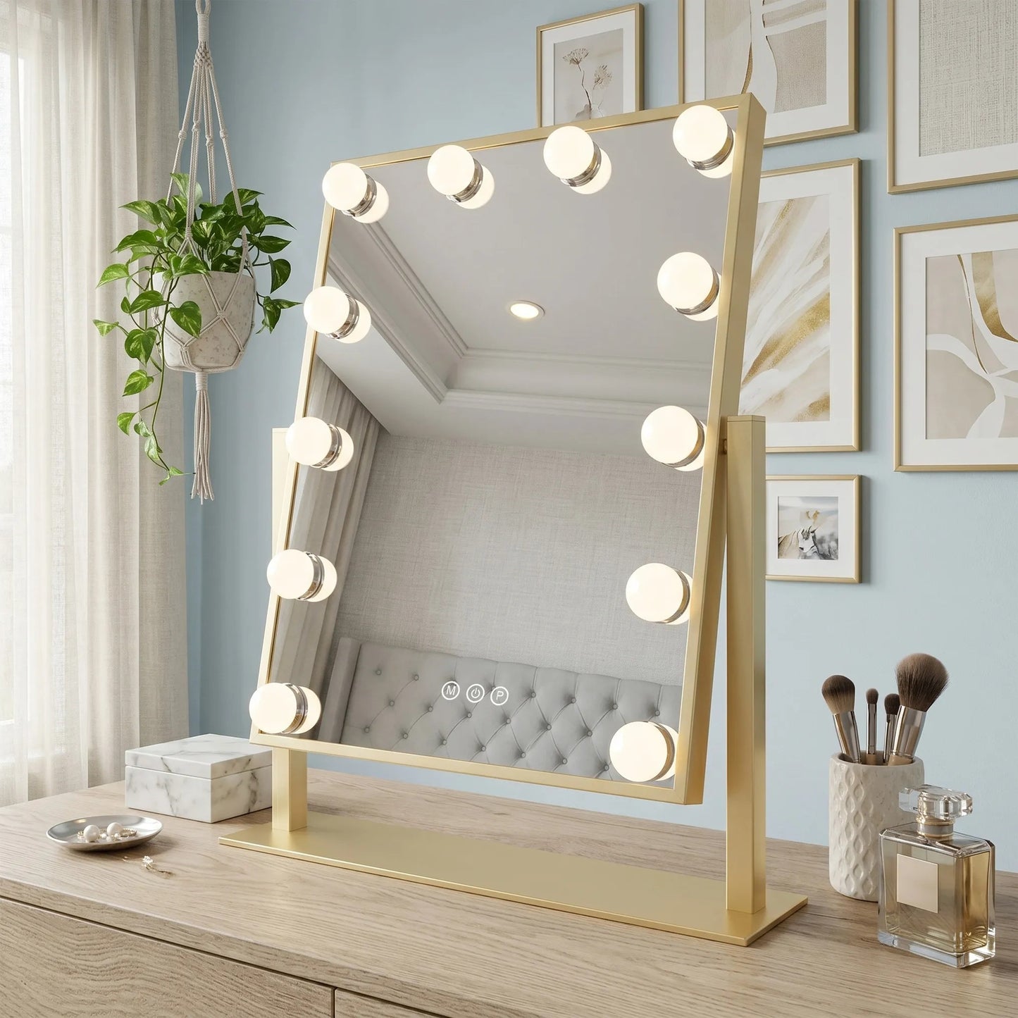 Oglindă LED HOLLYWOOD L.Gold 30x40  2