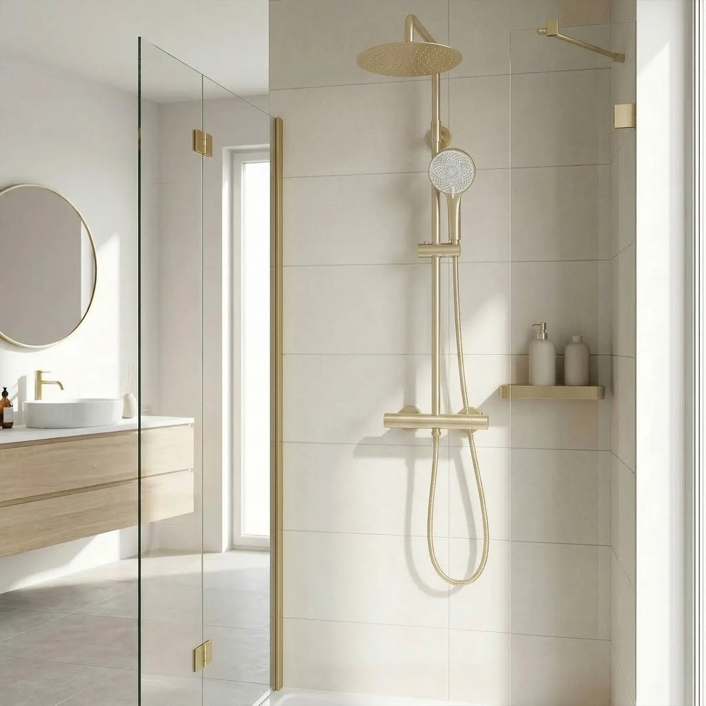 Set de duș fără pipă cu termostat Rea Lungo Gold Brush  2