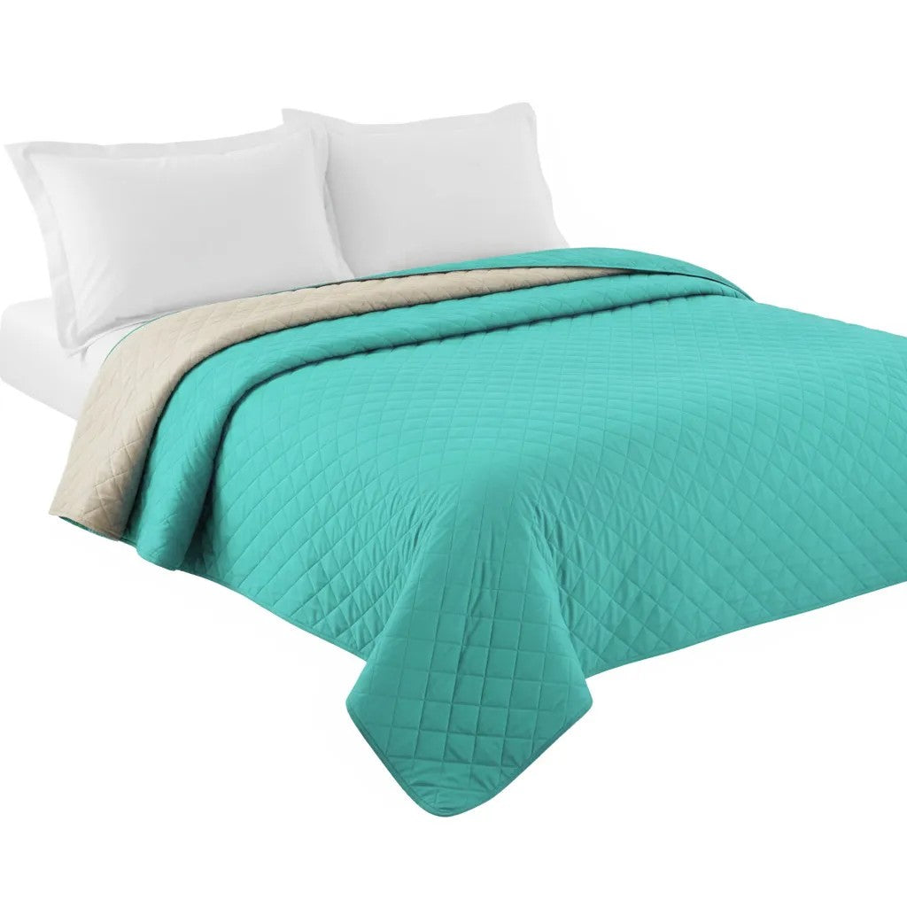 Cuvertura Cu Doua Fete Matlasata Inez Bej-Menta 200x220 2