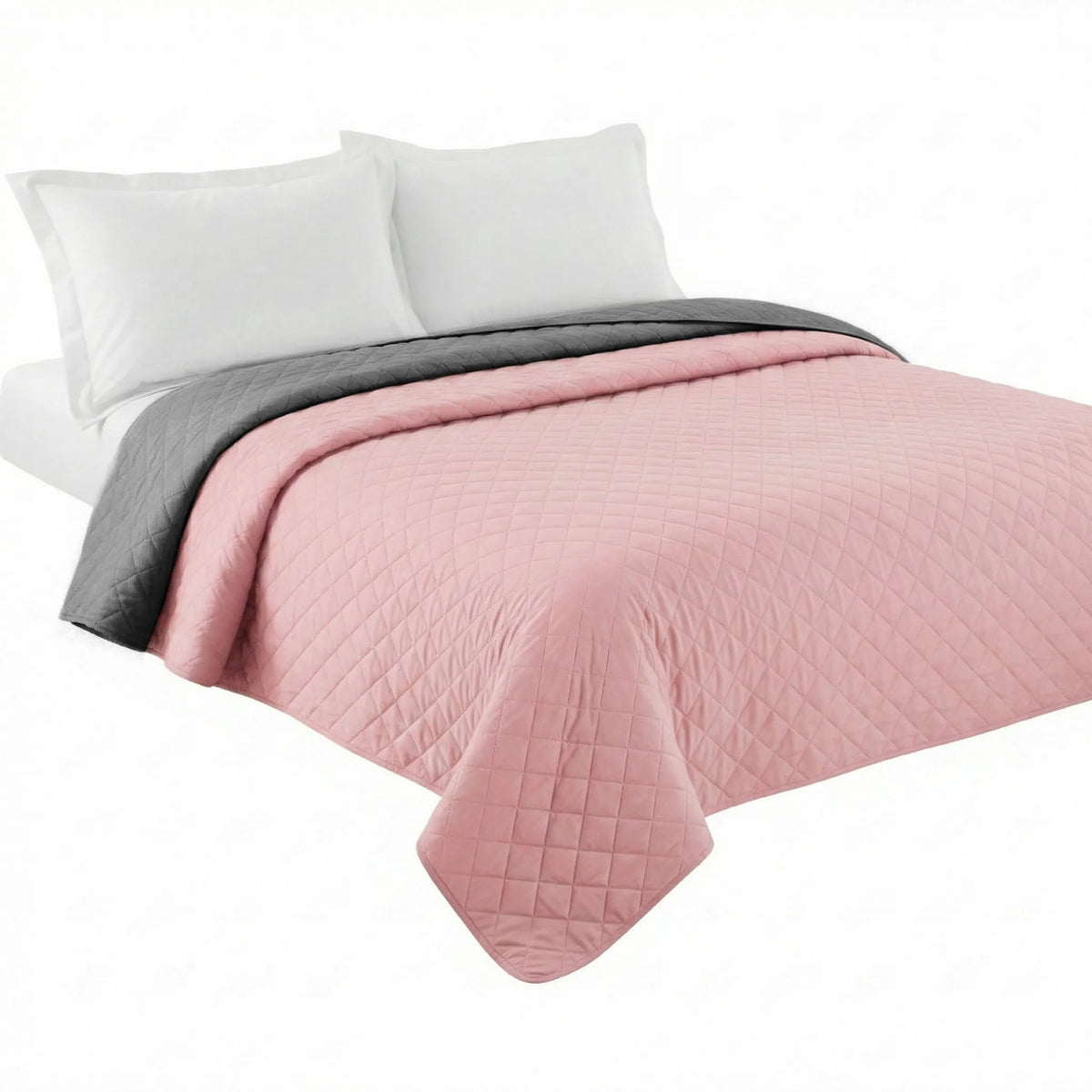 Cuvertura Cu Doua Fete Matlasata Inez Gri Inchis-Roz 220x240 2