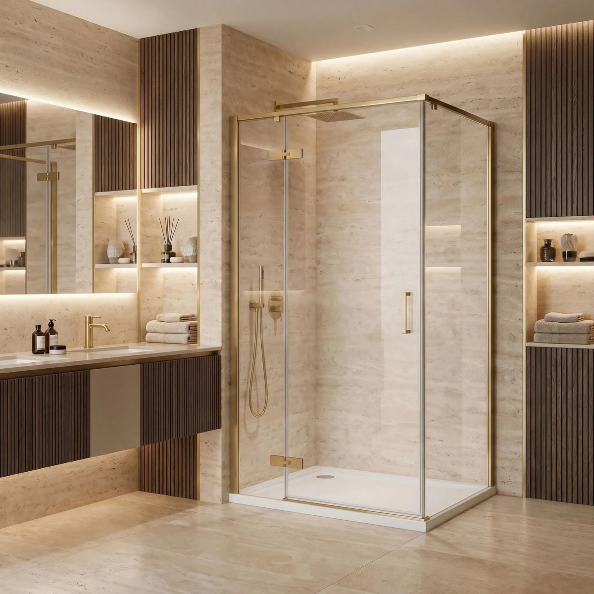 Cabina De Dus Rea Bruno 120x90 Brush Gold 2