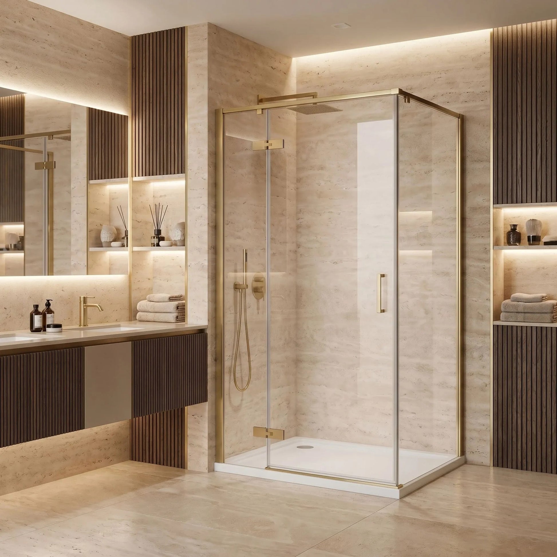 Cabina De Dus Rea Bruno 120x90 Brush Gold 2