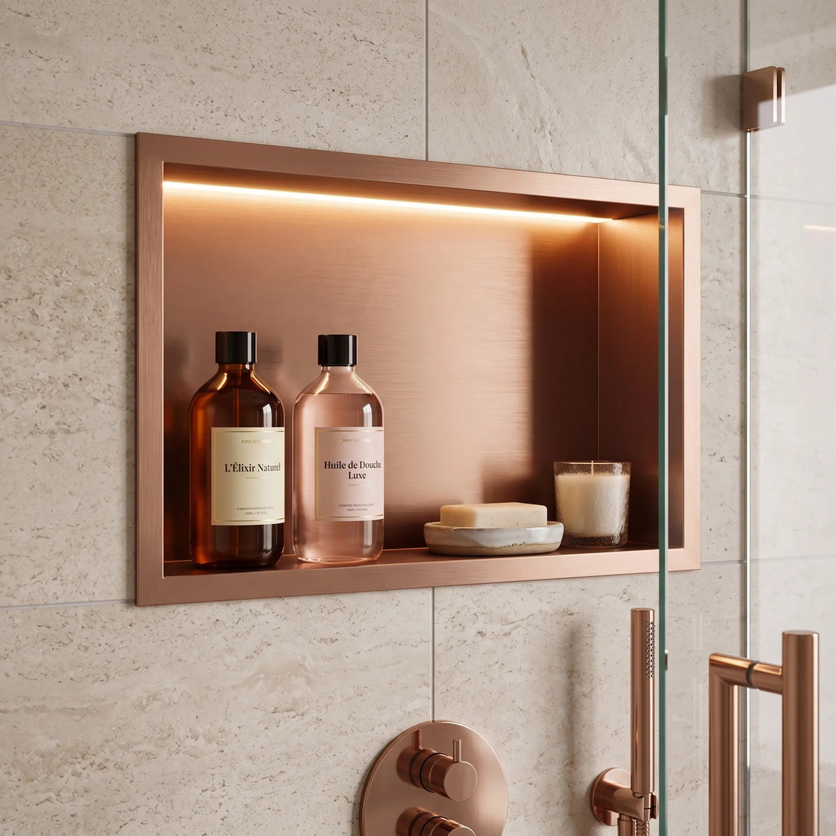 RAFT BAIE INCASTRAT PERETE LED 30x45 Brush Copper 2