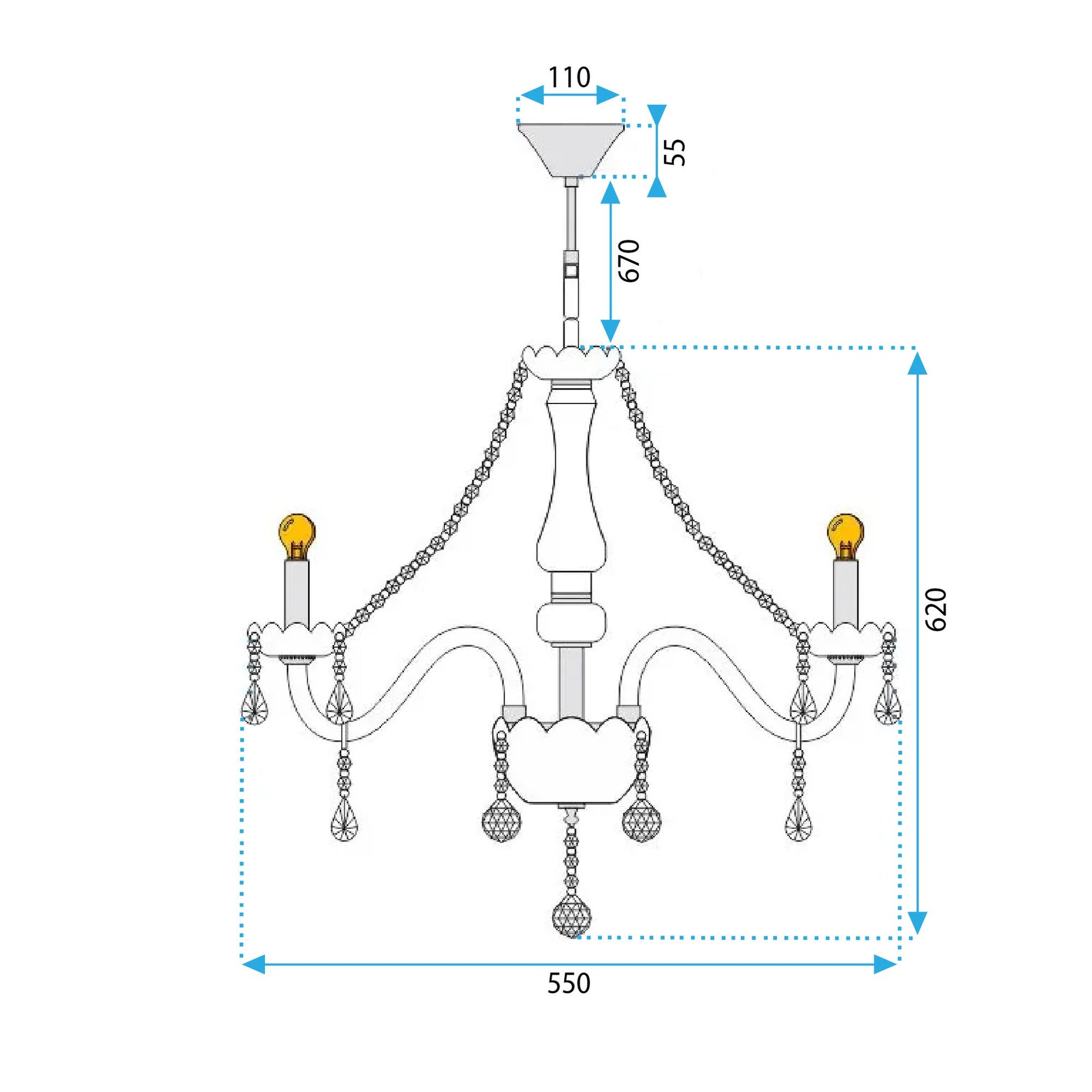 Candelabru cu lampă de cristal 392183  11