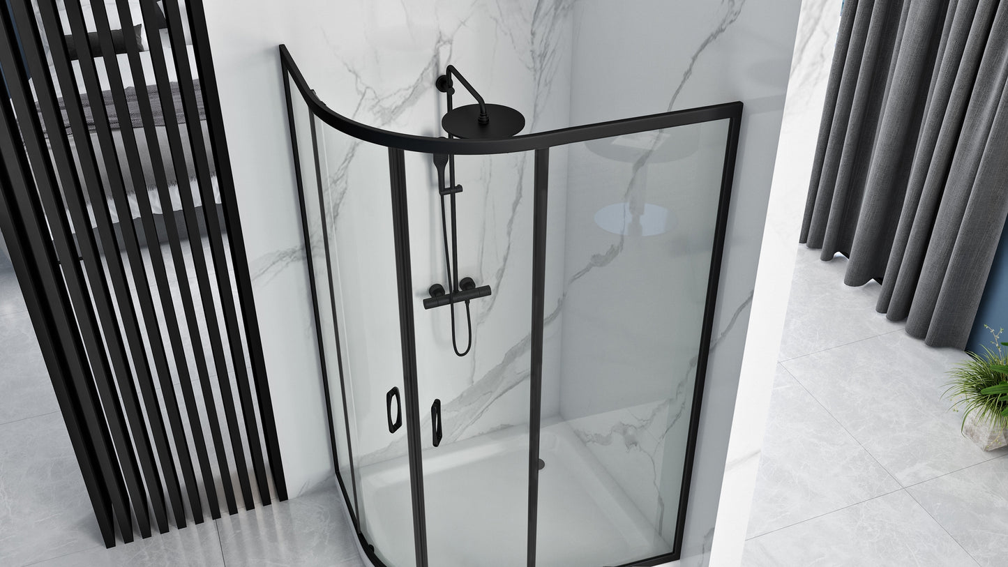 Cabina dus REA Look Black 80x100 + Cada de duș Look White dreapta 4