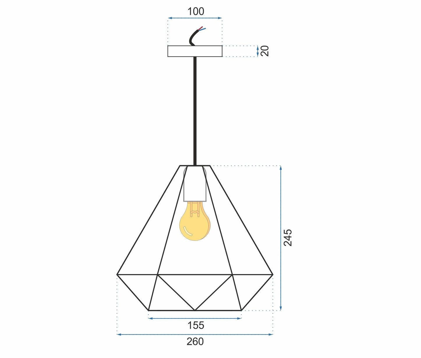 LAMPA TRIANGULARĂ GEOMETRICĂ NEAGRA APP252-1CP  6
