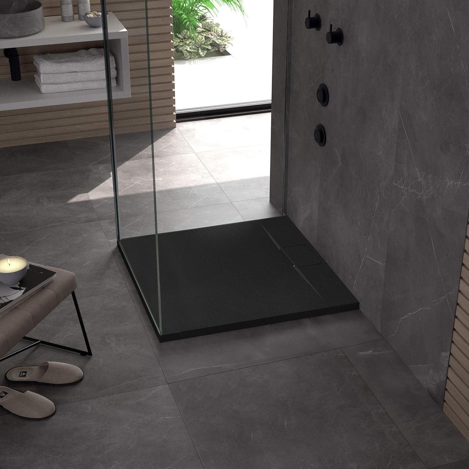 Cadita de dus Bazalt negru 90x90  4