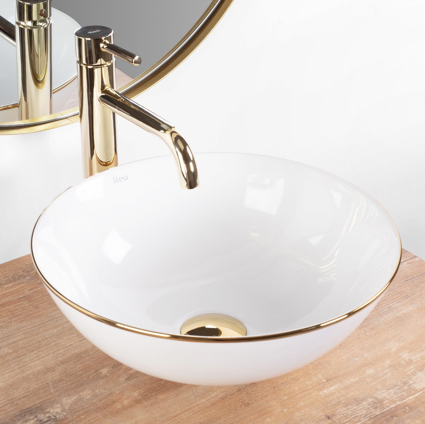 Lavoar pentru blat Rea Stella White gold edge 2