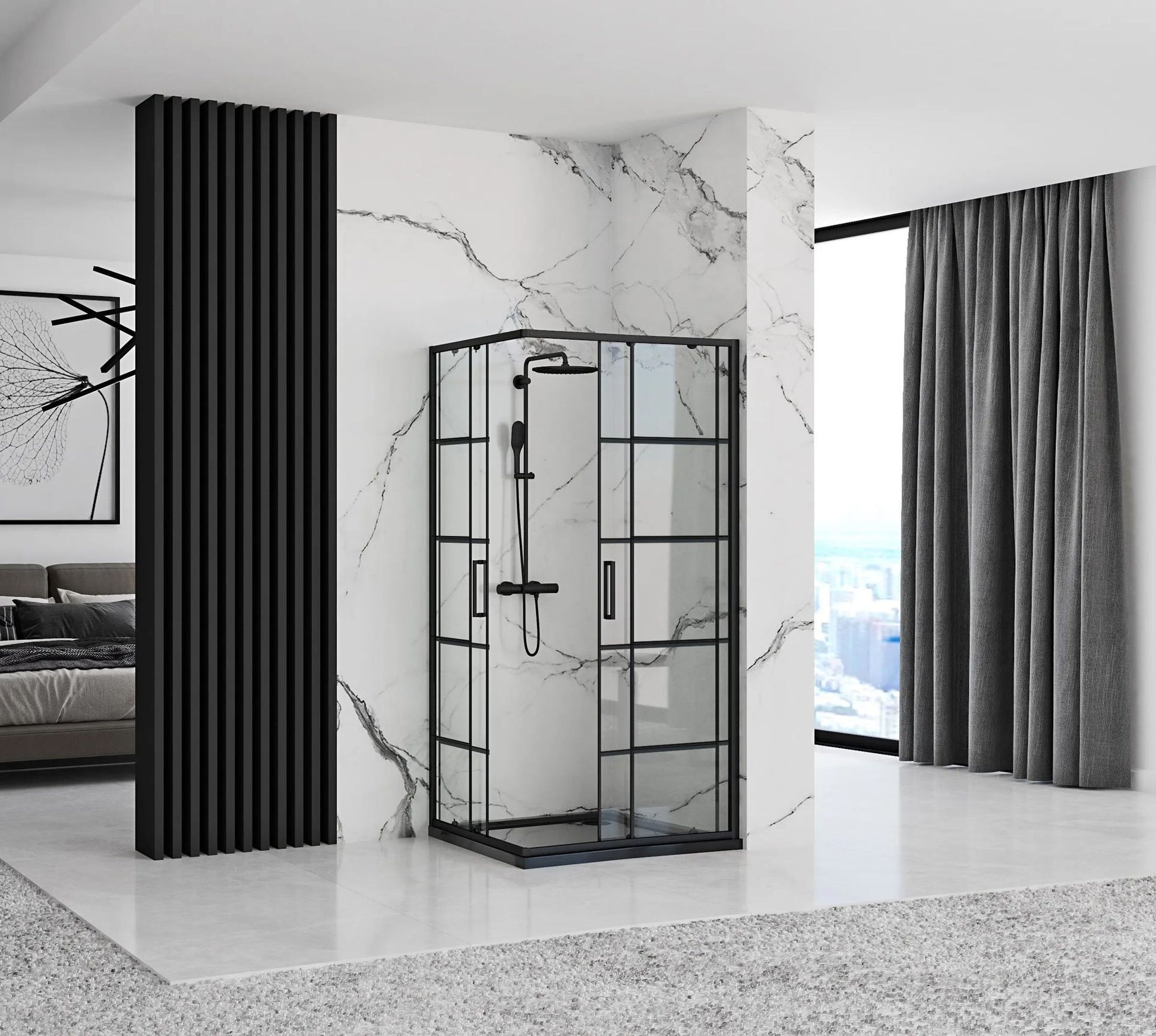 Cabina de dus Rea Concept Black 80x100 fara cadita 3